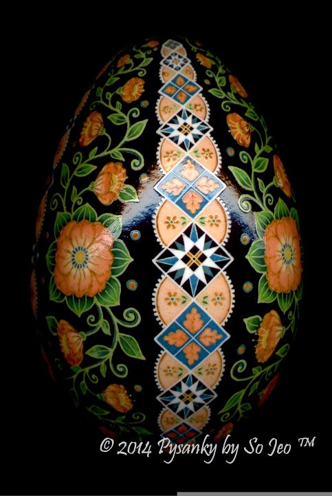 Peach Floral Ukrainian Easter Egg Pysanky By So Jeo